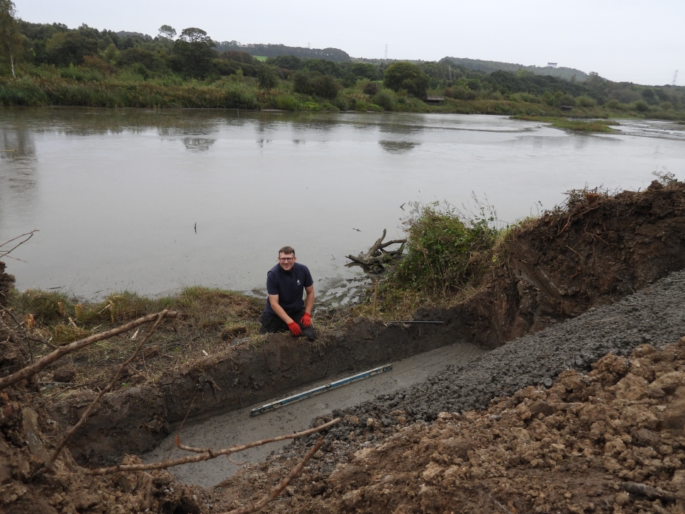 Work begins on new artificial sand martin bank at Wader Lake